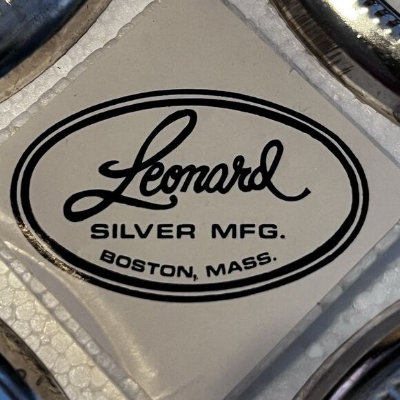 Vtg Leonard Silver Mfg Italy Crystal Glass & Silverplate Coasters Set of 4 NIB - Picture 6 of 13